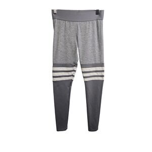 Bombshell Sportswear Thigh High Leggings Womens Small Gray Striped Activewear